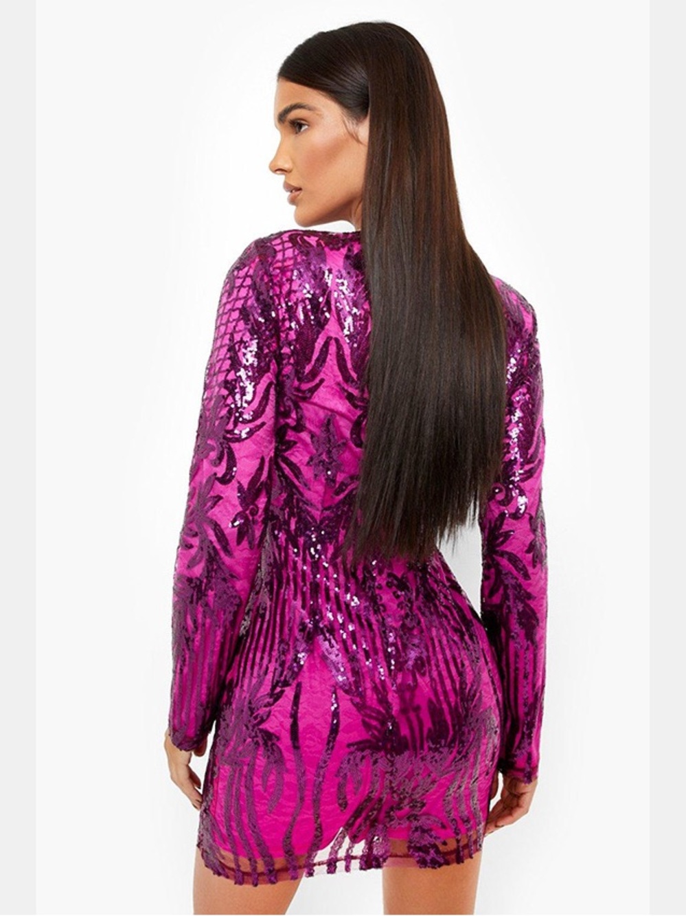 Boohoo Hot Pink Sequin Mini Dress - Picture 3 of 9